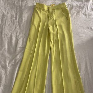 ALICE + OLIVIA Wide Leg Pants Bright Neon Yellow